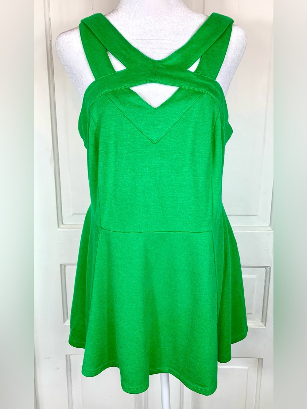 Torrid Strappy Peplum Halter Green Tank Top